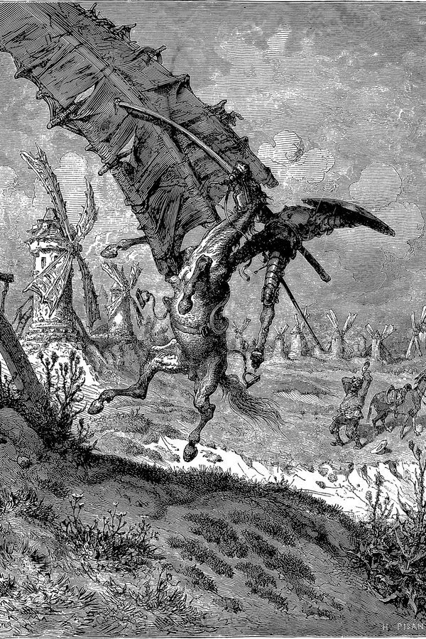 Gustave Doré, «La aventura de los molinos de viento», 1863