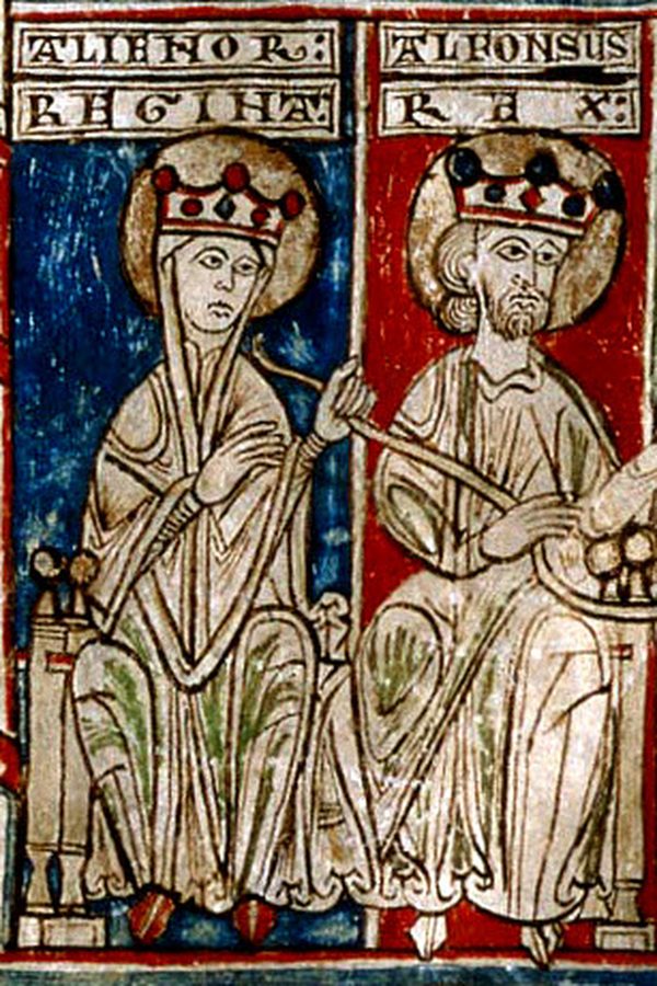 Alfonso VIII y Leonor, fundadores de Las Huelgas, miniatura medieval