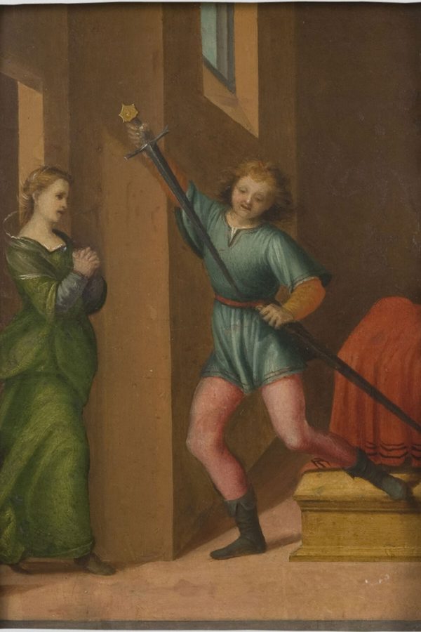 Atribuido a Franciabigio, «San Julián el Hospitalario encuentra a su esposa tras haber matado a sus padres», c. 1515
