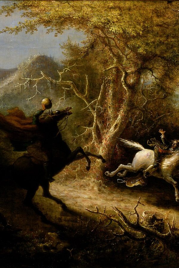 John Quidor, «El jinete sin cabeza persiguiendo a Ichabod Crane», 1858